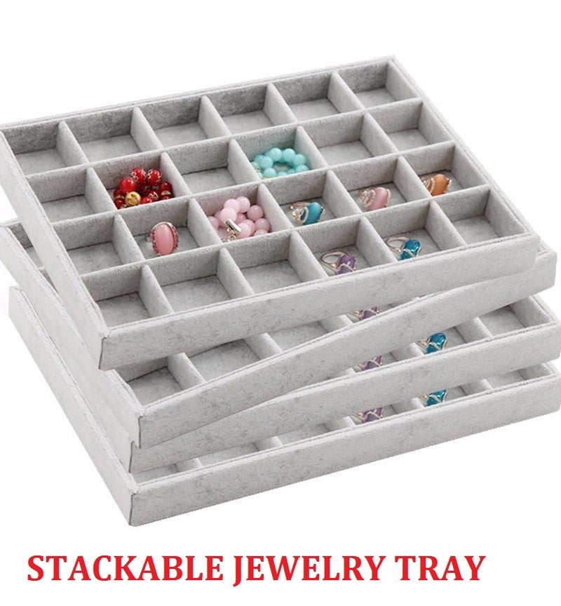 Stratalife Jewelry Organizer Stackable Earring Tray Drawer Inserts Large Drawer Jewelry Organizer Earring Display Jewelry Storage Show Case (24 Grid) - Image 5